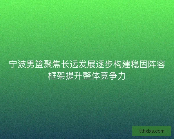 宁波男篮聚焦长远发展逐步构建稳固阵容框架提升整体竞争力