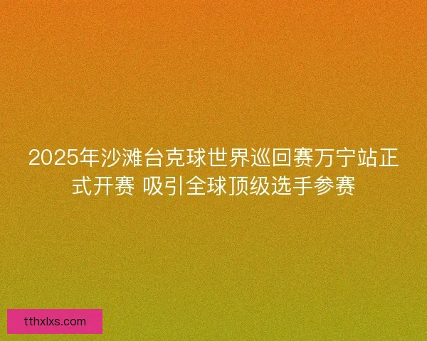 2025年沙滩台克球世界巡回赛万宁站正式开赛 吸引全球顶级选手参赛