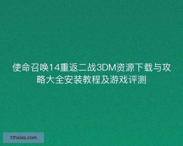 使命召唤14重返二战3DM资源下载与攻略大全安装教程及游戏评测